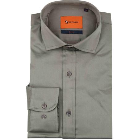 Suitable Satin Overhemd Grijs