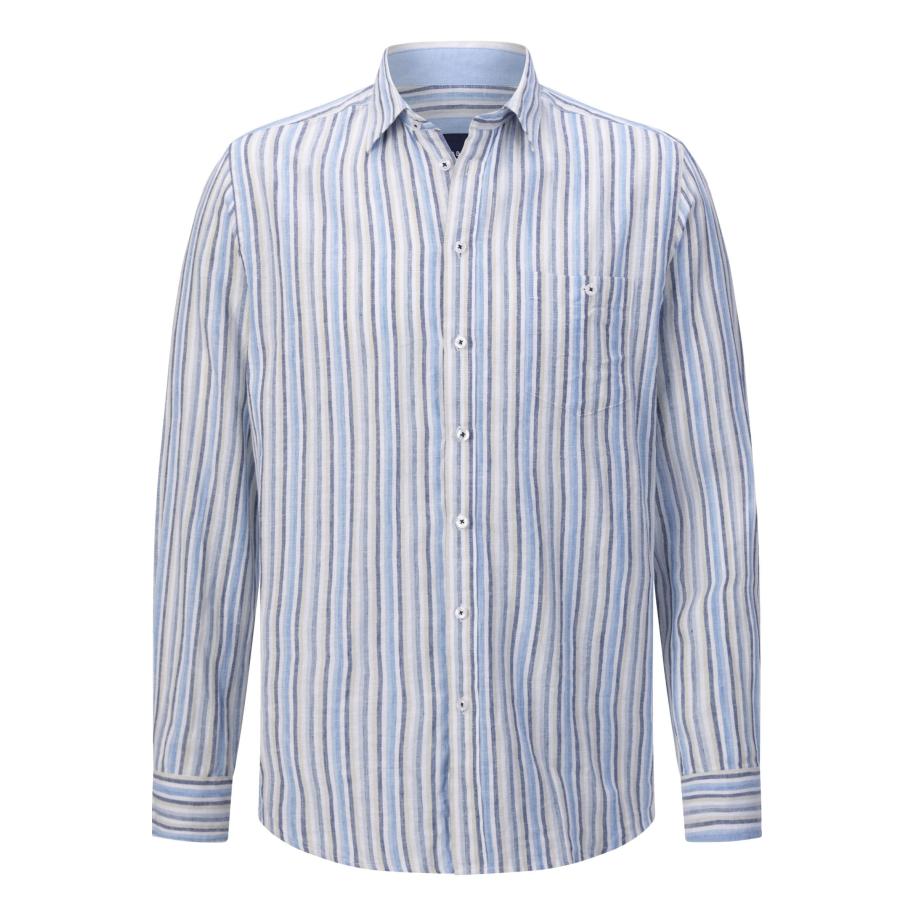 BABISTA Linnen Overhemd blauw, Gestreept Blauw