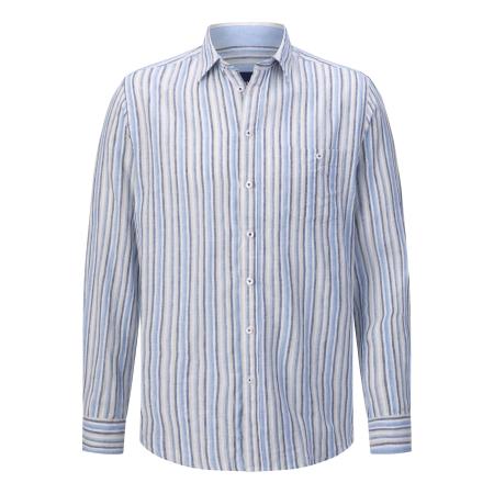 BABISTA Linnen Overhemd blauw, Gestreept