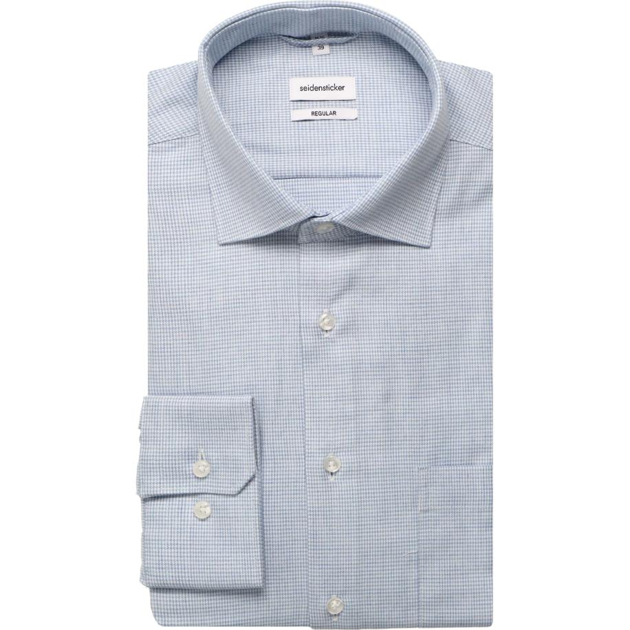 Seidensticker Flanellen Overhemd blauw, Pied De Poule Blauw