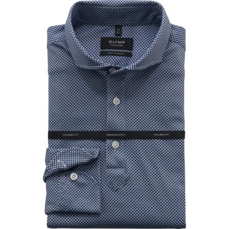 OLYMP SIGNATURE Casual Jersey shirt blauw, Effen