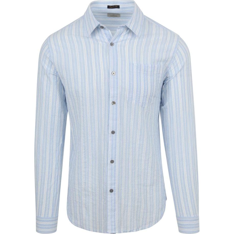 Dstrezzed Overhemd Clay Seersucker Blauw Streep Blauw