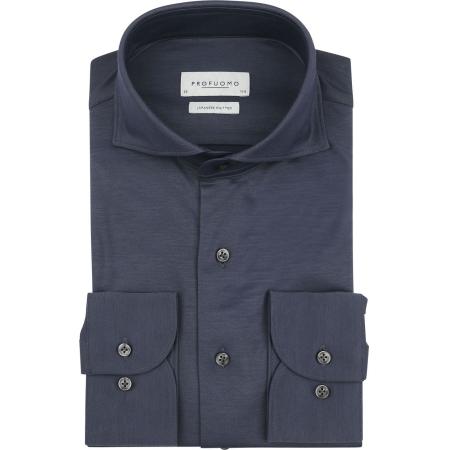Profuomo Japanese Knitted Overhemd Denim Navy