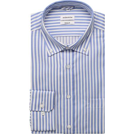 Seidensticker Overhemd blauw, Gestreept