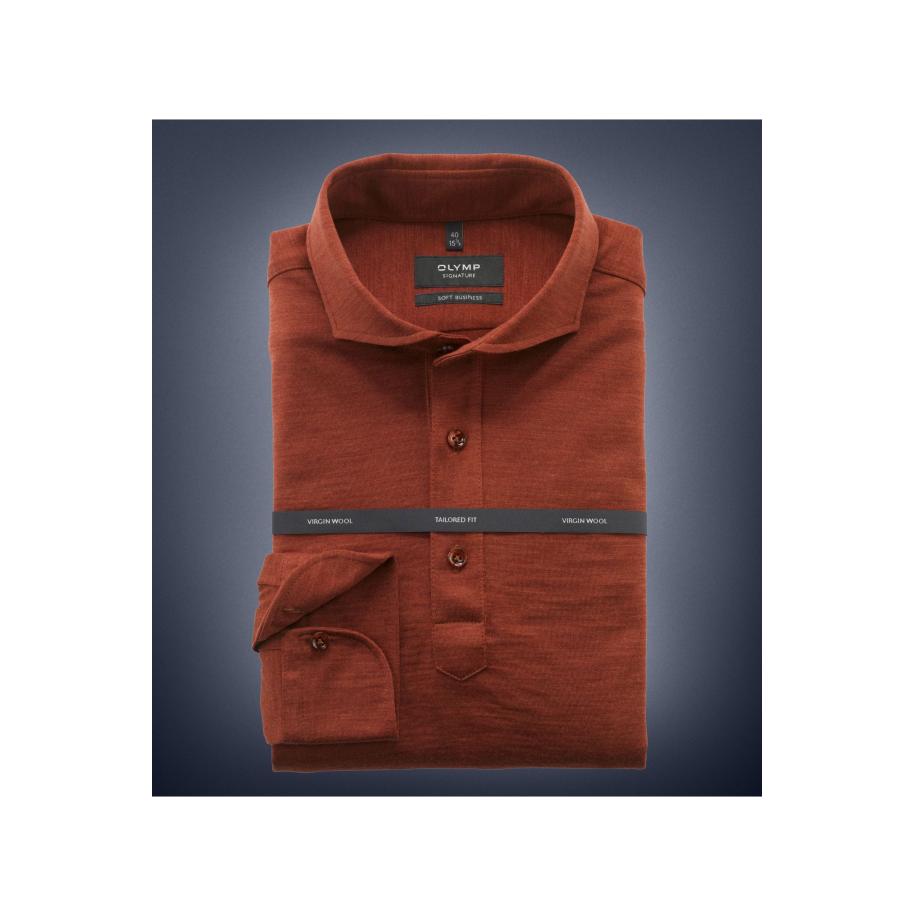 OLYMP SIGNATURE Soft Business Jersey shirt oranje, Effen Oranje