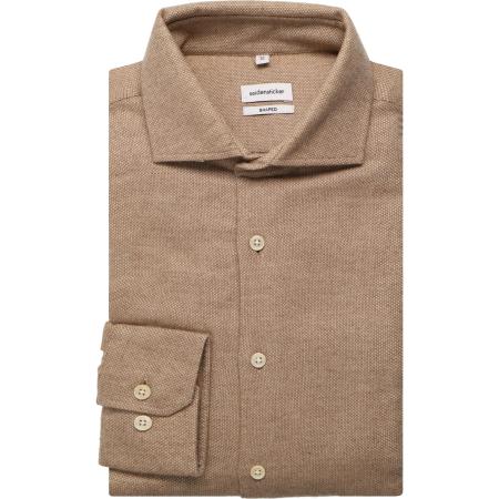 Seidensticker Flanellen Overhemd beige, Gestructureerd