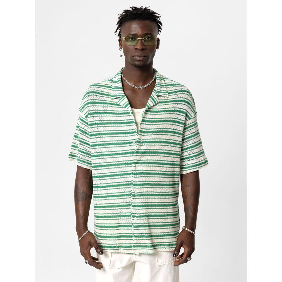 VAMOS CLO Overhemd groen / wit Multicolor