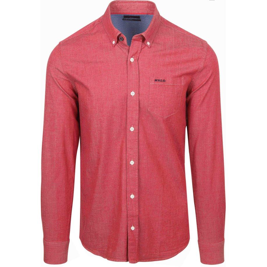 NZA Shirt James Twill Melange Rood Rood