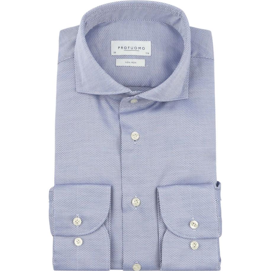 Profuomo Basketweave Overhemd Blauw Blauw