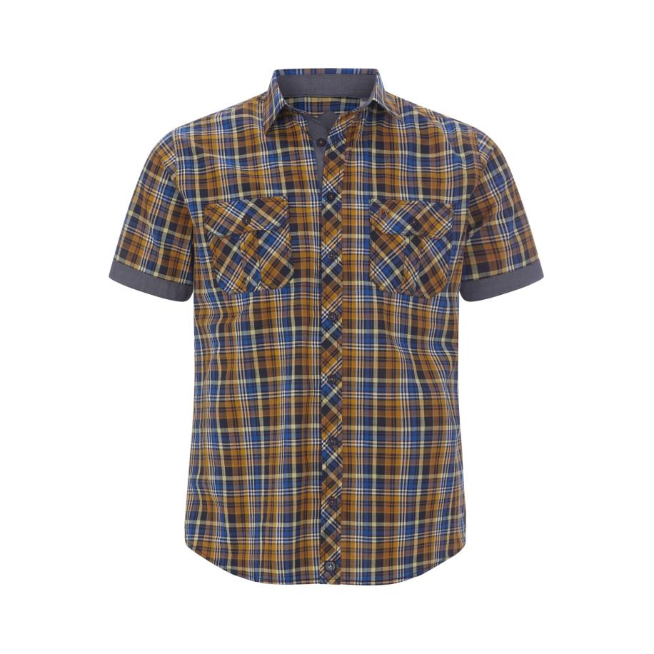 Jan Vanderstorm Overhemd Korte mouw bruin Bruin