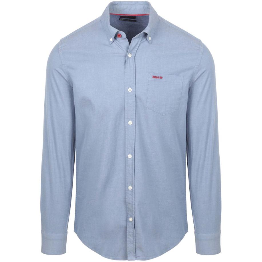NZA Shirt James Twill Melange Blauw Blauw