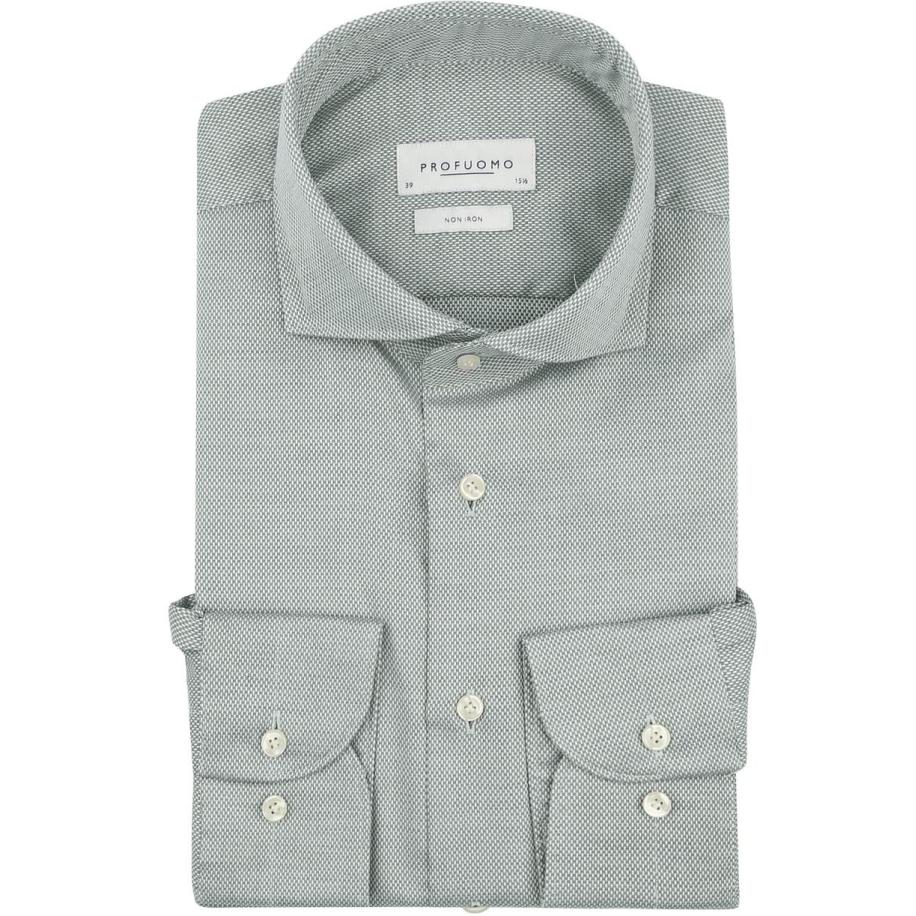 Profuomo Basketweave Overhemd Groen Groen
