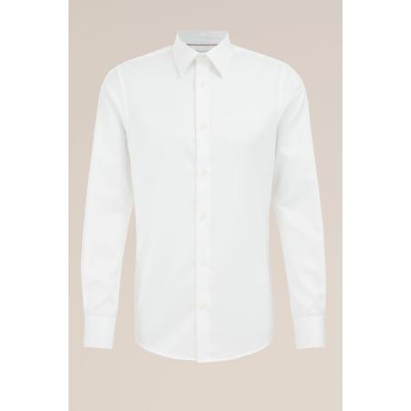 Fundamentals - Slim fit overhemd met structuur - Slim Fit - Wit - Katoen - Maat: XL