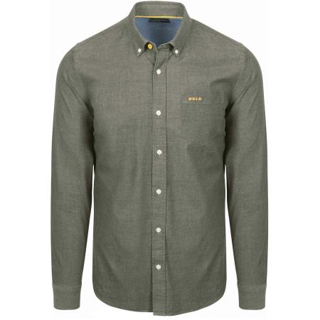 NZA Shirt James Twill Melange Olijfgroen