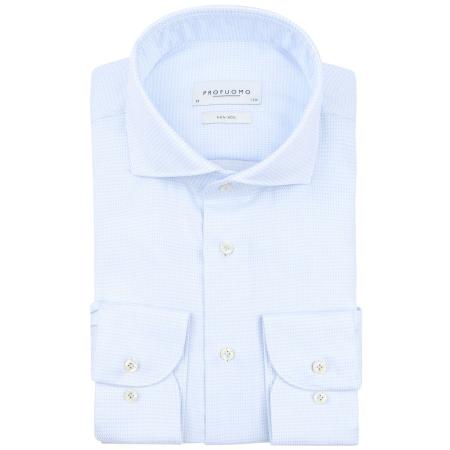 Profuomo Dobby Mouliné Overhemd Print Lichtblauw