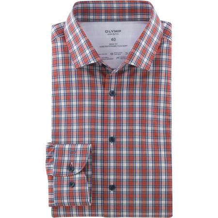 OLYMP Level Five 24/Seven Overhemd blauw/rood, Ruit