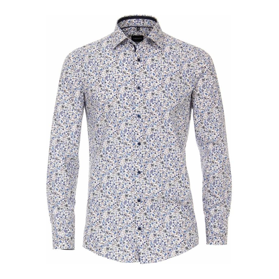 Venti Overhemd blauw, Bloemen Blauw