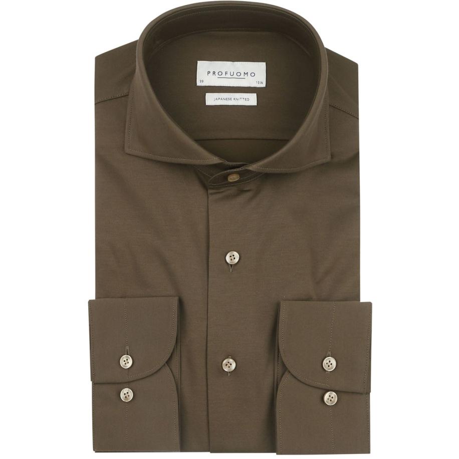 Profuomo Japanese Knitted Overhemd Army Groen Groen