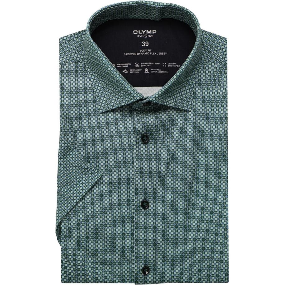 OLYMP Level Five 24/Seven Jersey shirt groen, Motief Groen