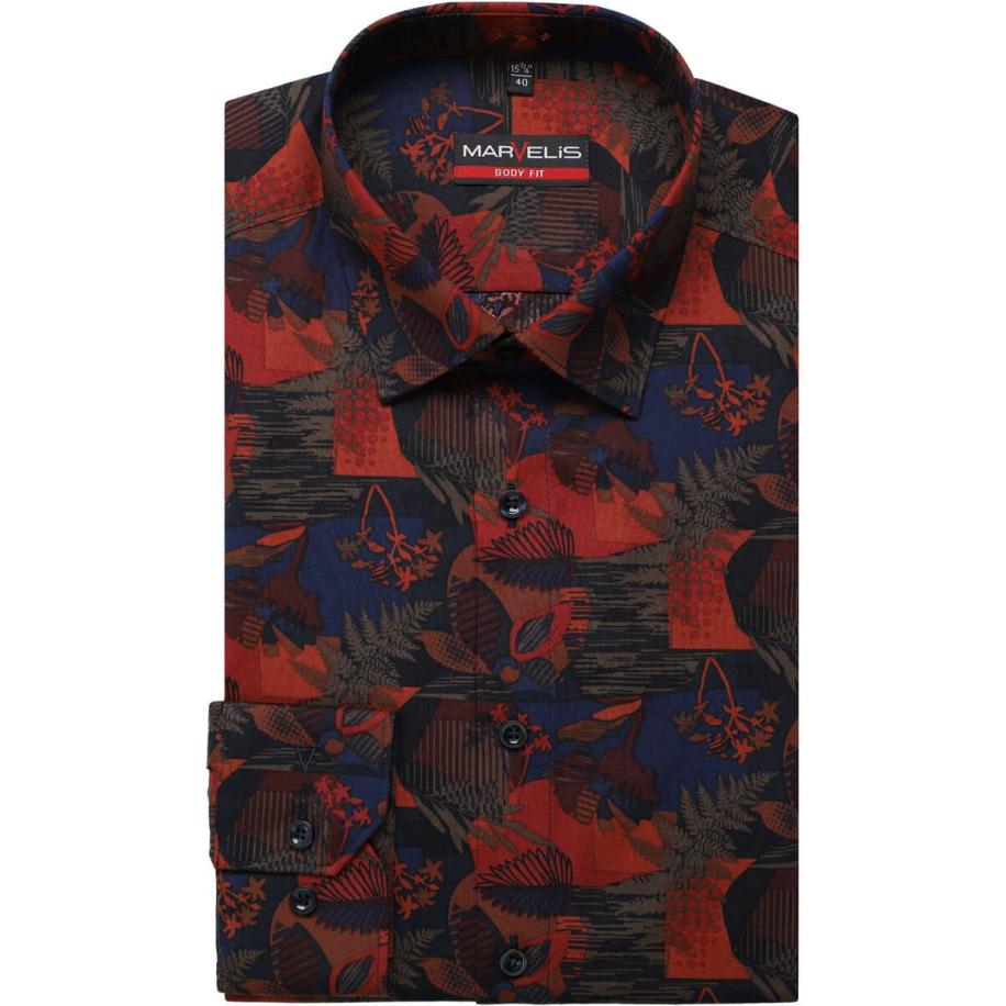 Marvelis Overhemd blauw/oranje, Motief Multicolor