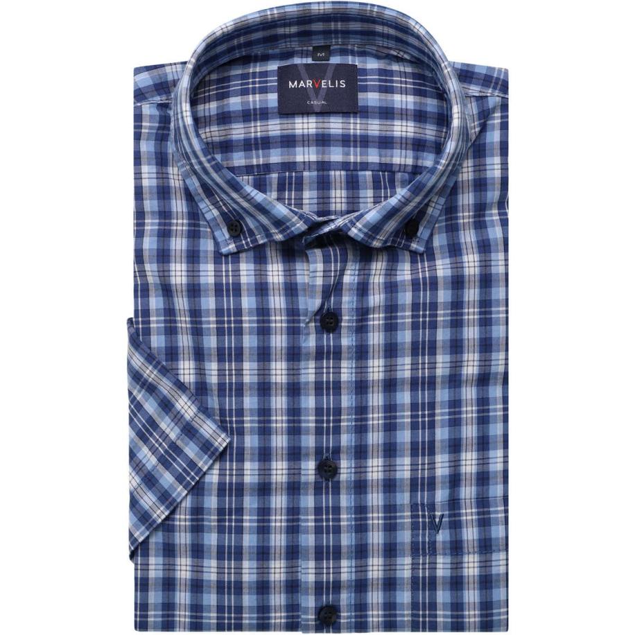 Marvelis Casual Overhemd Korte mouw blauw Blauw