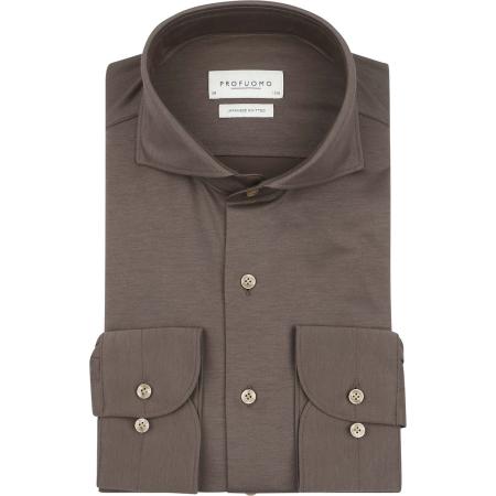 Profuomo Japanese Knitted Overhemd Bruin