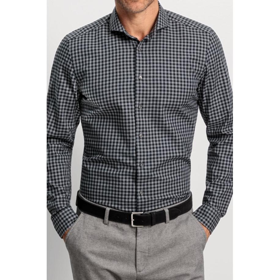 OLYMP Level Five Garment Washed Overhemd grafiet, Vichy ruit Multicolor