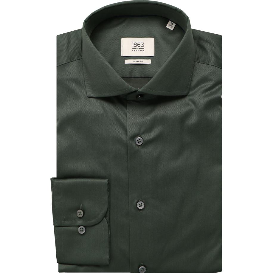 ETERNA 1863 Overhemd donkergroen, Effen Groen