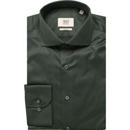ETERNA 1863 Overhemd donkergroen, Effen