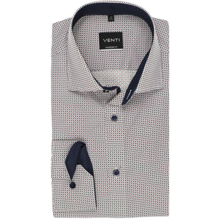 Venti Overhemd blauw, Bedrukt Blauw