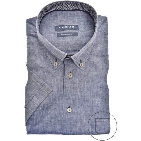Ledȗb Linnen Overhemd grijs, Effen
