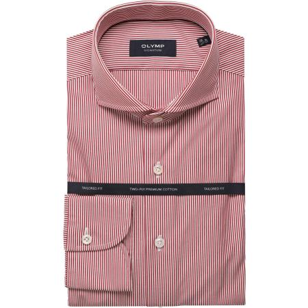 OLYMP SIGNATURE Overhemd rood/wit, Gestreept