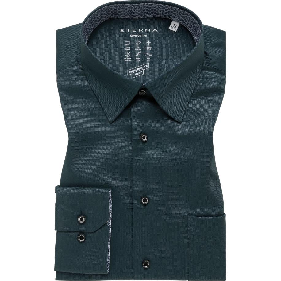 ETERNA Performance Overhemd groen, Gestructureerd Groen