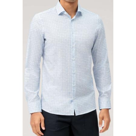 OLYMP Level Five 24/Seven Overhemd blauw, Bedrukt