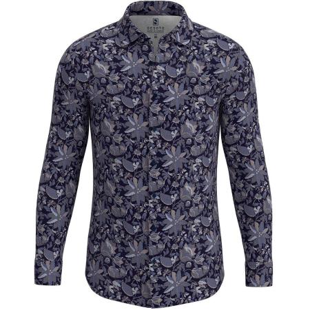 Desoto Overhemd Kent Bloemetjes Navy