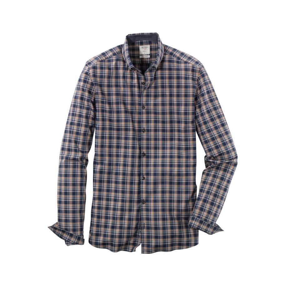 OLYMP Level Five Smart Casual Overhemd Marine, Ruit Blauw