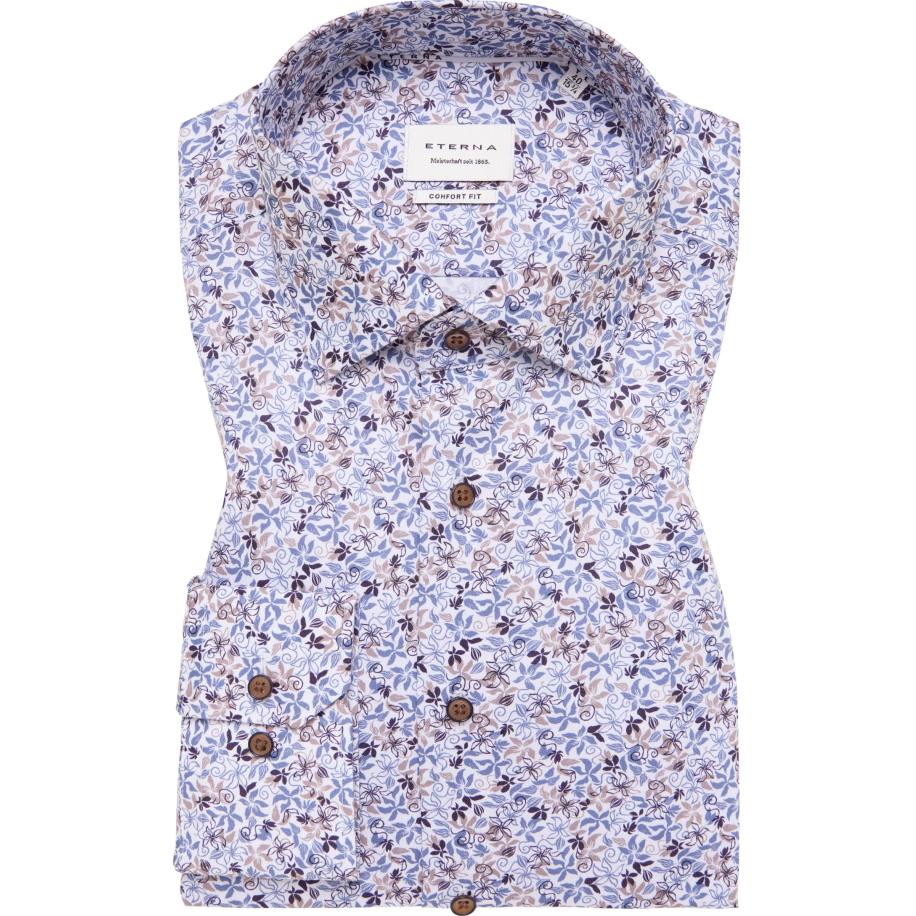 ETERNA Overhemd blauw, Bedrukt Blauw