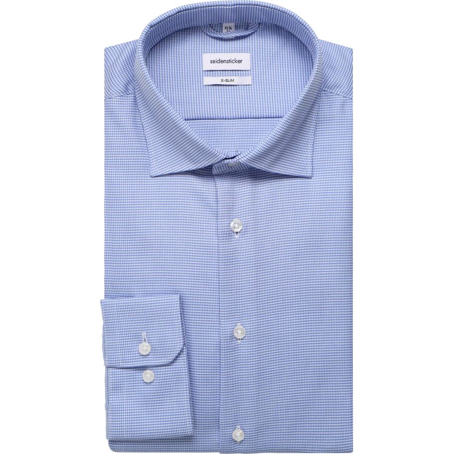 Seidensticker Overhemd blauw, Effen Blauw