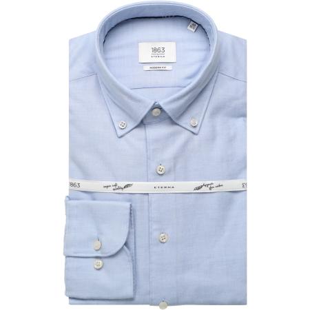 ETERNA 1863 Flanellen Overhemd blauw, Effen