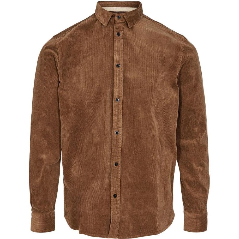 Anerkjendt Overhemd Leif Corduroy Bruin Bruin