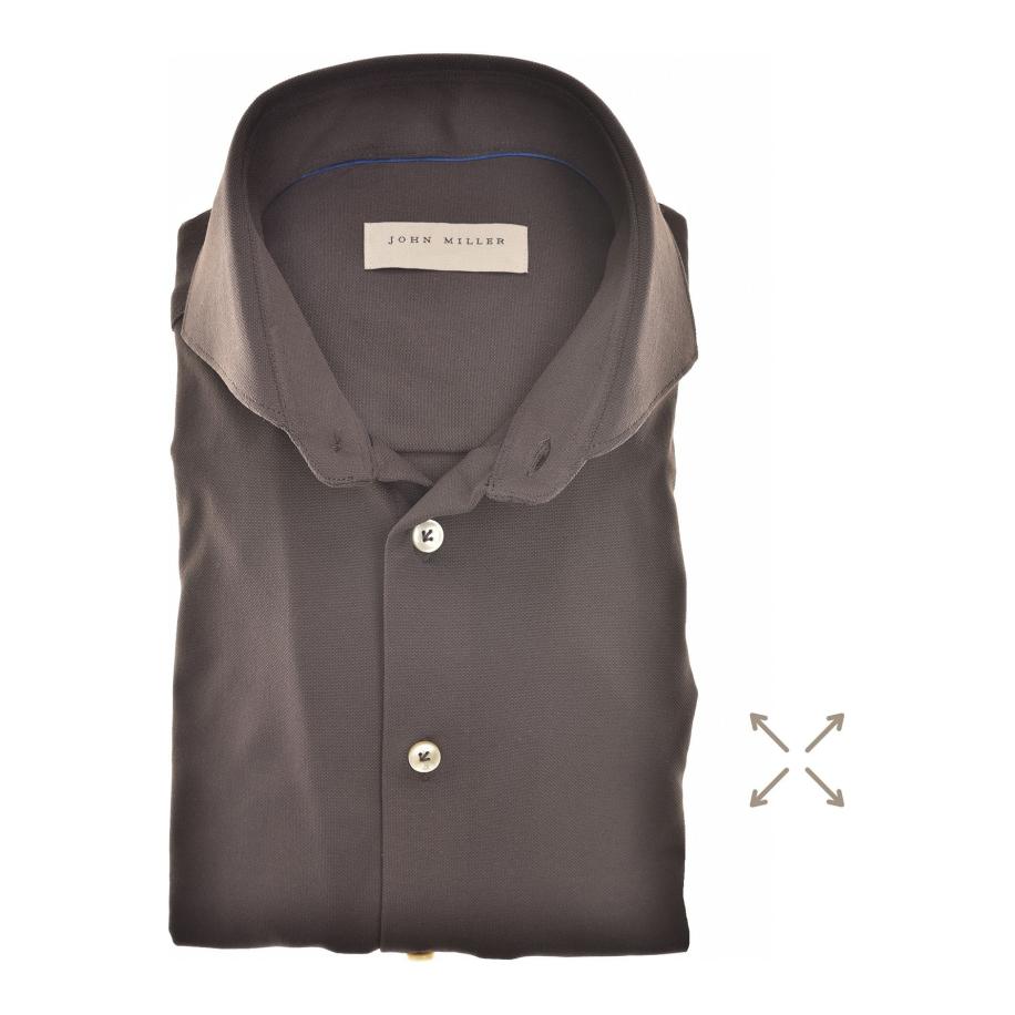 John Miller Overhemd bruin, Effen Bruin