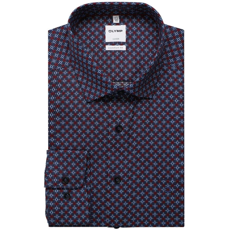 OLYMP Luxor Overhemd blauw/rood, Motief Multicolor
