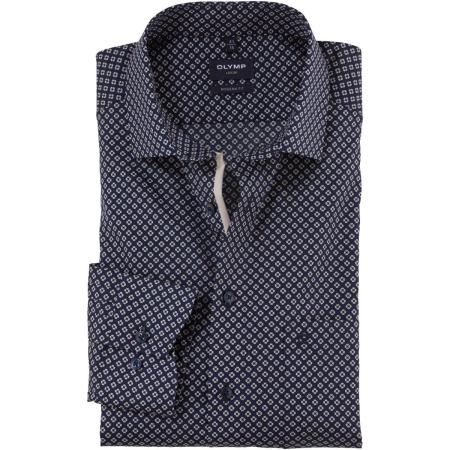 OLYMP Luxor Overhemd marine, Bedrukt