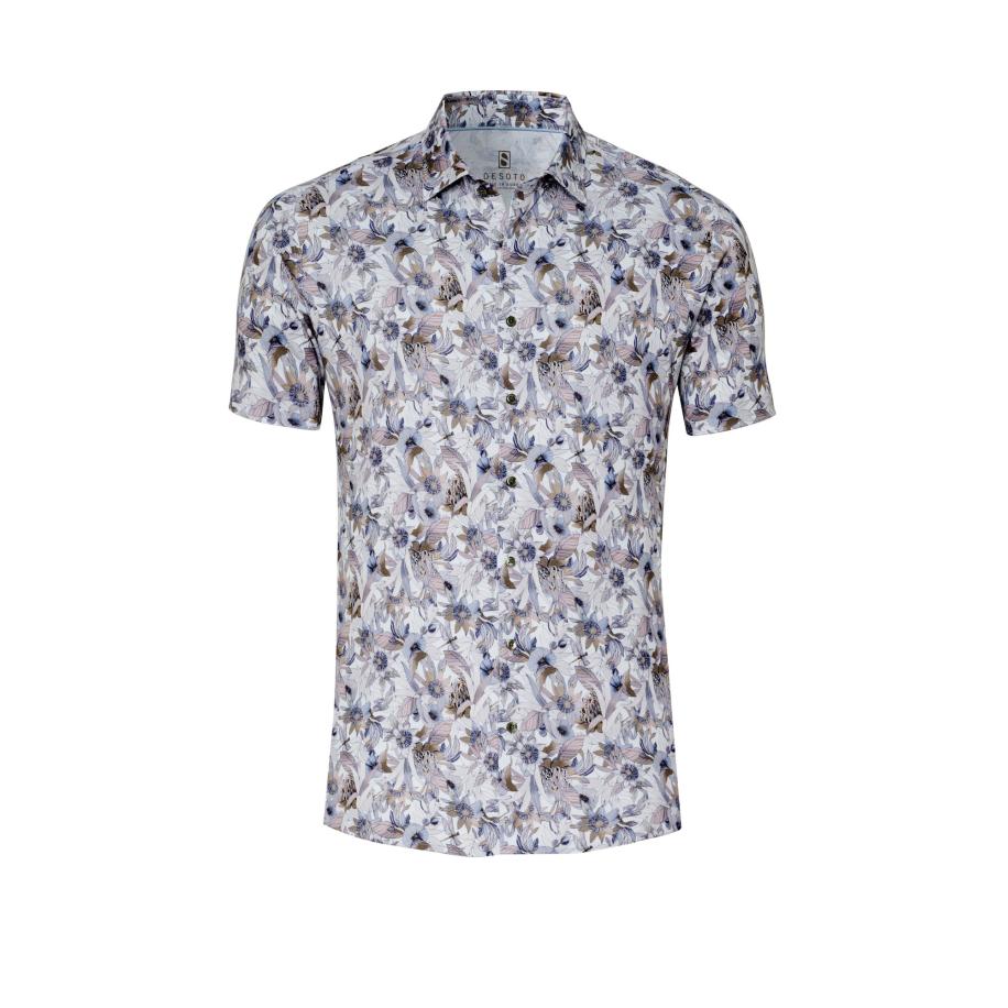 Desoto DESOTO Overhemd lichtblauw / cappuccino / lavendel -