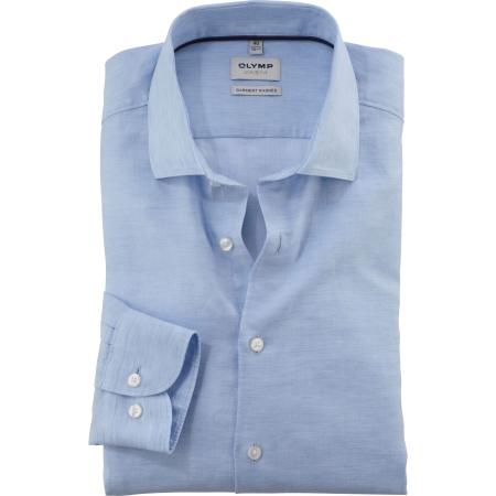 OLYMP Level Five Garment Washed Linnen Overhemd blauw, Faux-uni