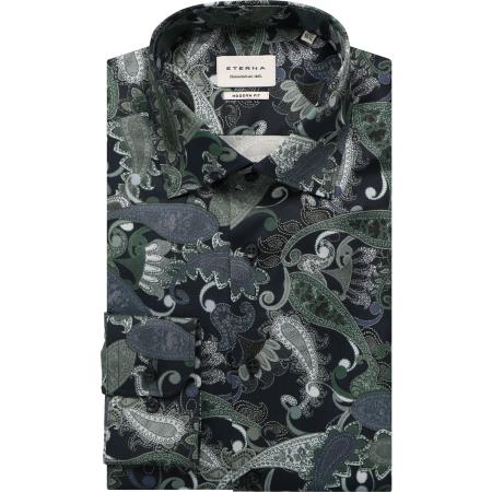 ETERNA Overhemd groen, Bedrukt