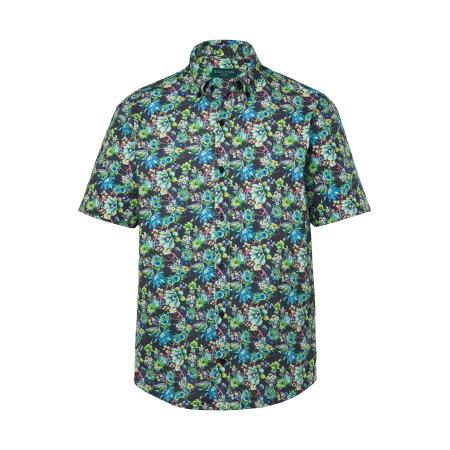 Boston Park Boston Park Overhemd crème / navy / ultramarine blauw / groen