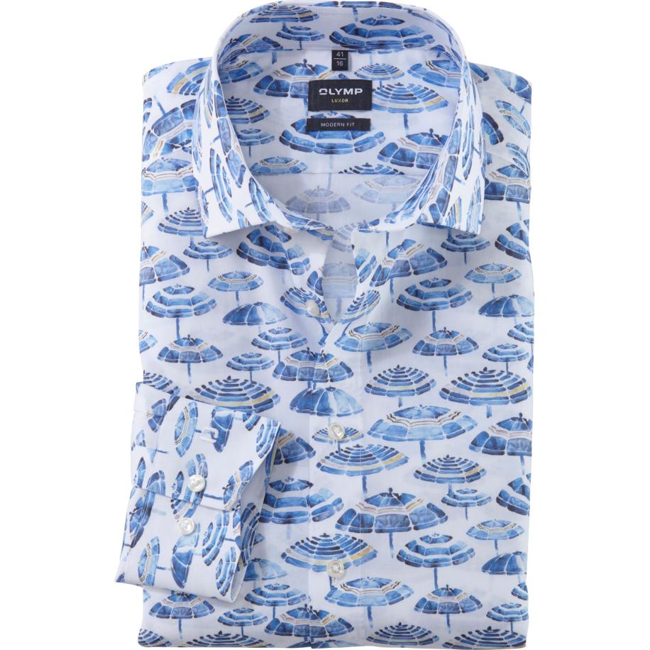 OLYMP Luxor Overhemd blauw, Bedrukt Blauw