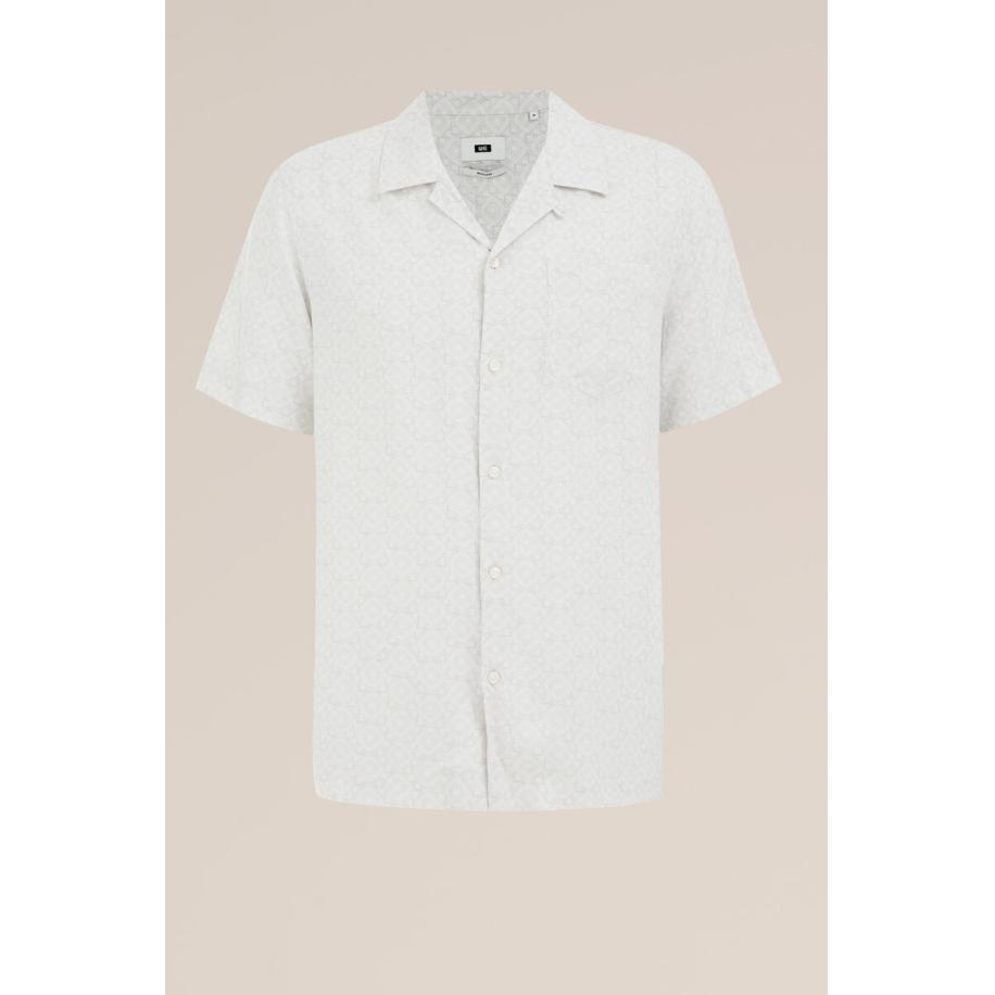 WE Fashion Heren overhemd met dessin - Regular fit - Lichtgrijs - Viscose - Maat: L Grijs