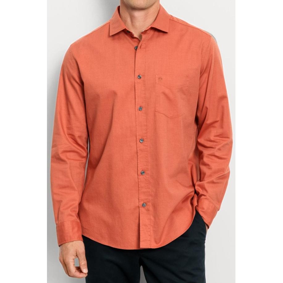 OLYMP Casual Overhemd baksteenrood, Faux-uni Rood